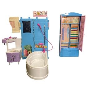 Barbie bathroom shower & tub with closet